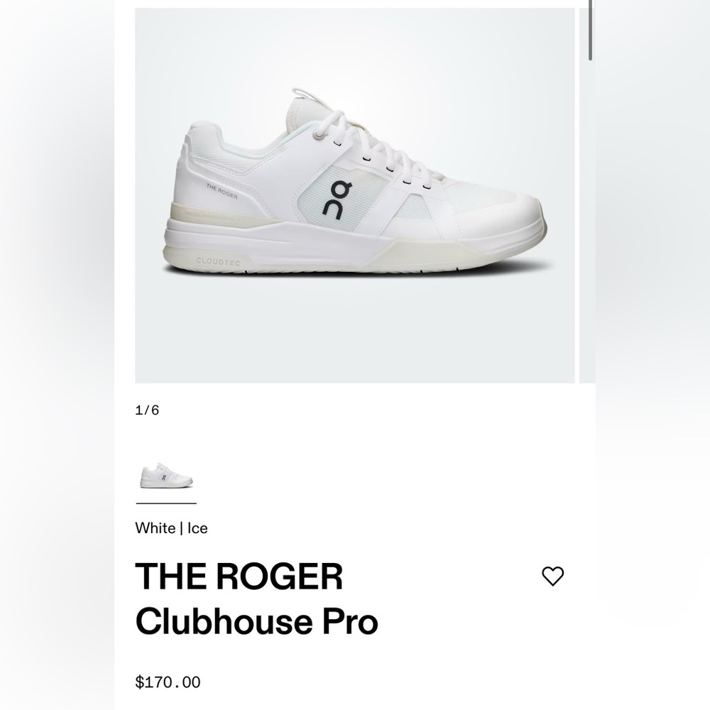 On Running The Roger Clubhouse Pro White Ice Athletic Shoes
